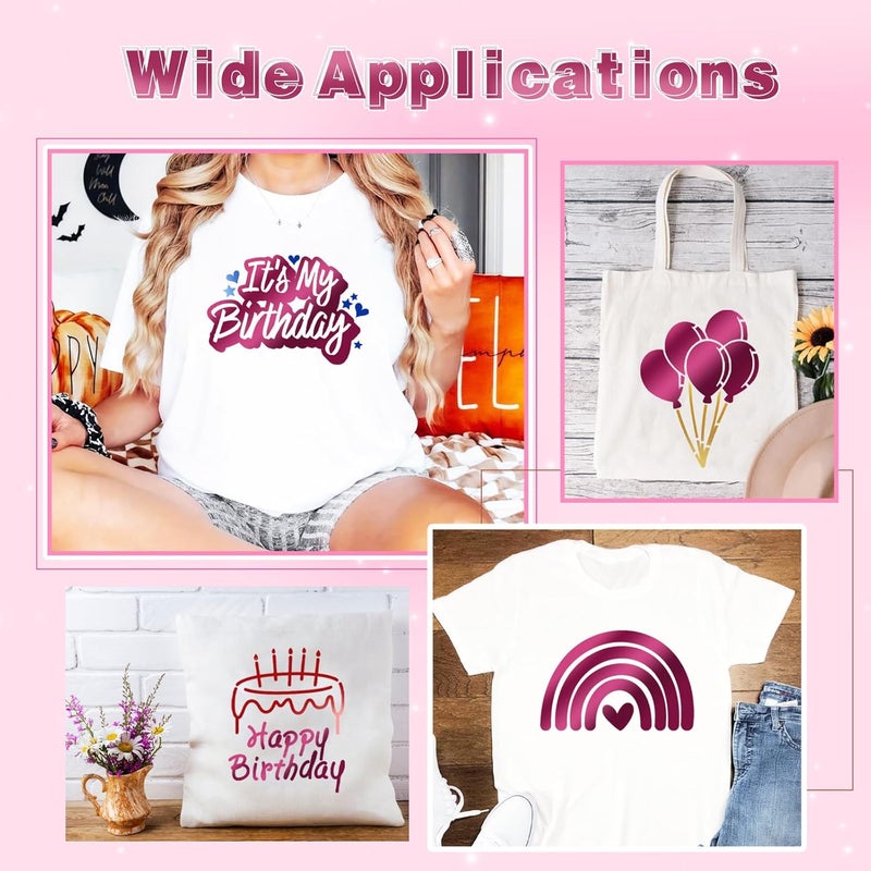 Tintnut Metallic Heat Transfer Vinyl Roll Red Purple Chrome HTV - 12"x 6 ft Foil Holographic Iron On Vinyl for DIY T-Shirts Handbags Hats Crafts - Image 5